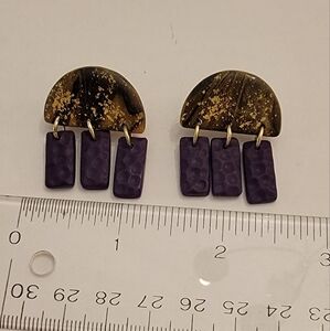 Gold and Purple Earrings.